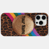 Glam Leopard Print mit Glitzer Rainbow Case-Mate iPhone Hülle (Rückseite (Horizontal))