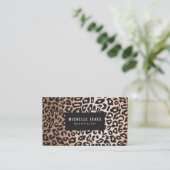 Glam Leopard Print Stylist Salon Business Cards Visitenkarte (Stehend Vorderseite)