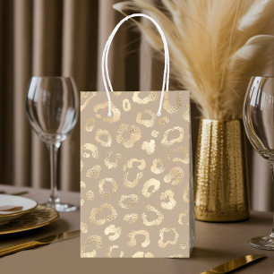 Glam Leopard Spot Muster Safari Gold ID11154 Mittlere Geschenktüte