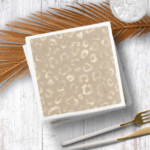 Glam Leopard Spot Pattern Safari Gold ID1154 Serviette