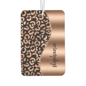 Glam Leopard Spots Rose Gold Black Metallic Name Autolufterfrischer (Rückseite)