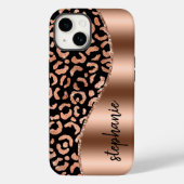 Glam Leopard Spots Rose Gold Black Metallic Name Case-Mate iPhone Hülle (Rückseite)