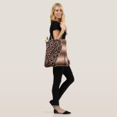 Glam Leopard Spots Rose Gold Black Metallic Name Tasche (Am Model)