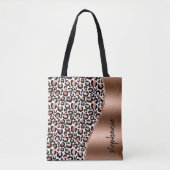 Glam Leopard Spots Rose Gold Metallic Name Tasche (Vorderseite)
