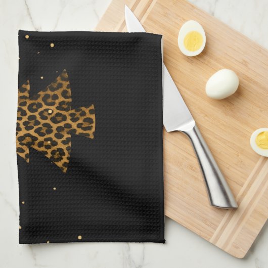 Glam Leopard Tree Holiday Geschirrtuch (Viertel Falte)