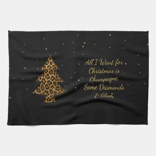 Glam Leopard Tree Holiday Geschirrtuch (Horizontal)
