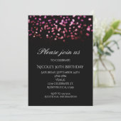 Glam Lights Pink Orange Confetti Party Einladungen (Stehend Vorderseite)