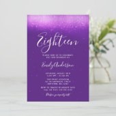 Glam Lila 18. Geburtstag Einladung (Stehend Vorderseite)