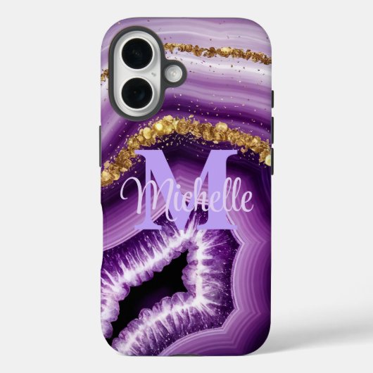 Glam Lila Agate Geode iPhone 16 Tough Case (Rückseite)