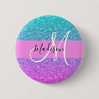 Glam Lila Aqua Glitzer Sparkle Gradient Monogram