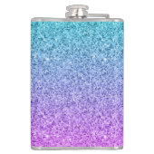 Glam Lila Aqua Glitzer Sparkle Gradient Monogram Flachmann (Rückseite)