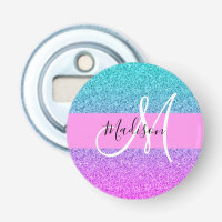 Glam Lila Aqua Glitzer Sparkle Gradient Monogram