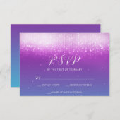 Glam Lila Aquamarin Bat Mitzvah RSVP Karte (Vorne/Hinten)