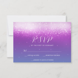 Glam Lila Aquamarin Bat Mitzvah RSVP Karte