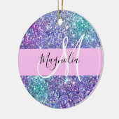 Glam Lila, Blue & Green Glitzer Sparkon Monogram Keramik Ornament (Links)