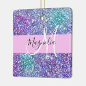 Glam Lila, Blue & Green Glitzer Sparkon Monogram Keramikornament (Links)