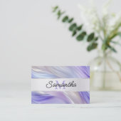 Glam Lila Blue Pearl Wirbel Monogram Visitenkarte (Stehend Vorderseite)
