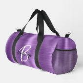 Glam Lila Bürstenmetall Schwarz-weiß Monogramm Duffle Bag (Rechte Ecke)