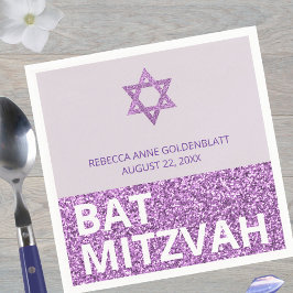 Glam Lila Chic Elegant Religiöser Bat Mitzvah Serviette