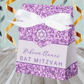 Glam Lila Chic Imitats Glitzer Bat Mitzvah Party Geschenkschachtel
