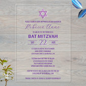 Glam Lila Chic Traditionelles Elegant Bat Mitzvah Acryleinladungen