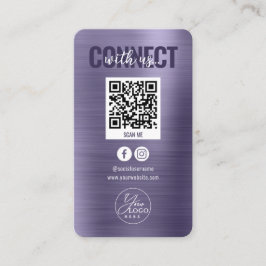 Glam Lila Connect with US Social Media QR Code Visitenkarte