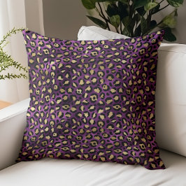Glam Lila Foil Gold Leopard Spots Muster Kissen