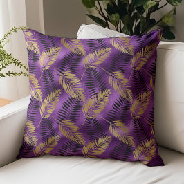 Glam Lila Foil Gold Tropical Palm Muster Kissen