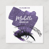 Glam Lila Funkelnd Glittery Eye Makeup Artist Quadratische Visitenkarte (Vorderseite)