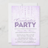 Glam Lila Glitzer Gems Graduation Party Einladung (Vorderseite)