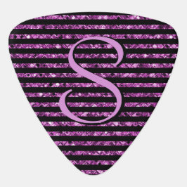 Glam Lila Glitzer Streifen Monogram Custom Plektrum
