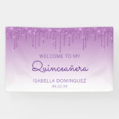 Glam Lila Glitzer Tropfen Quinceañera Banner (Horizontal)