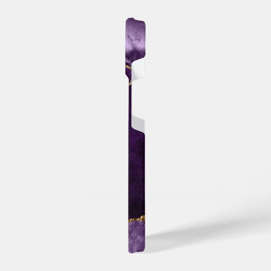 Glam Lila Gold Agate Geode Monogram iPhone Hülle (Linke Seite)