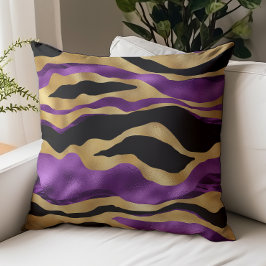 Glam Lila Gold Fox Black Tiger Streifen Kissen