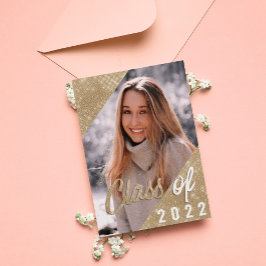 Glam Lila Gold Glitzer Border Foto Abschluss Einladung