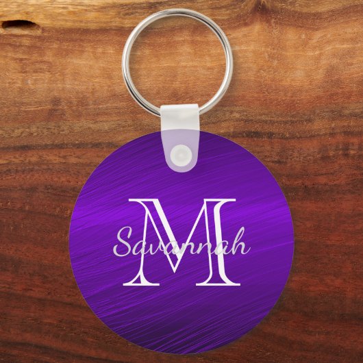 Glam Lila Imitate Metal Monogramm Schlüsselanhänger (Vorderseite)