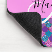 Glam Lila Mermaid Glitzer Glitzern Monogram Name Mousepad (Ecke)