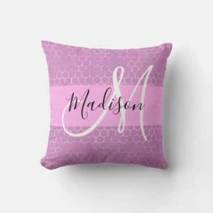 Glam Lila Metallisch Rosa Honigwaben Monogramm Nam Kissen