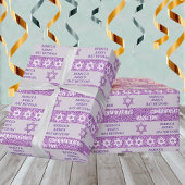 Glam Lila Personalisiertes jüdisches Mädchen Bat M Geschenkpapier