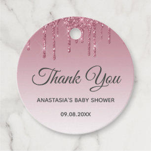 Glam Lila Pink Rose Gold Danke Baby Dusche Geschenkanhänger