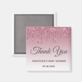 Glam Lila Pink Rose Gold Danke Baby Dusche Magnet (Vorderseite/Rückseite)