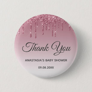 Glam Lila Pink Rose Gold Danke Babydusche Button