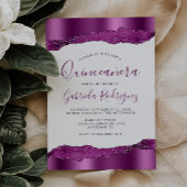 Glam Lila Plum Foil Glitzer Quinceañera Einladung