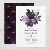 Glam Lila Raven Gothic Probe Dinner Einladung (Vorne/Hinten)