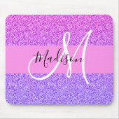 Glam Lila rosa Glitzer Sparkle Gradient Monogram Mousepad (Vorne)