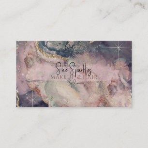 Glam Lila Rosa Wasserfarbe Kosmischer Glitter Schö Visitenkarte