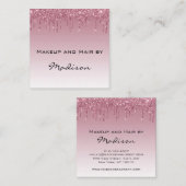 Glam Lila Rose Gold Glitzer Tropfen Makeup Artist Quadratische Visitenkarte (Vorne/Hinten)