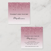 Glam Lila Rose Gold Glitzer Tropfen Makeup Artist Quadratische Visitenkarte (Vorne/Hinten)
