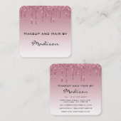 Glam Lila Rose Gold Glitzer Tropfen Makeup Artist Quadratische Visitenkarte (Vorne/Hinten)