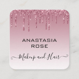 Glam Lila Rose Gold Glitzer Tropfen Makeup Künstl Quadratische Visitenkarte